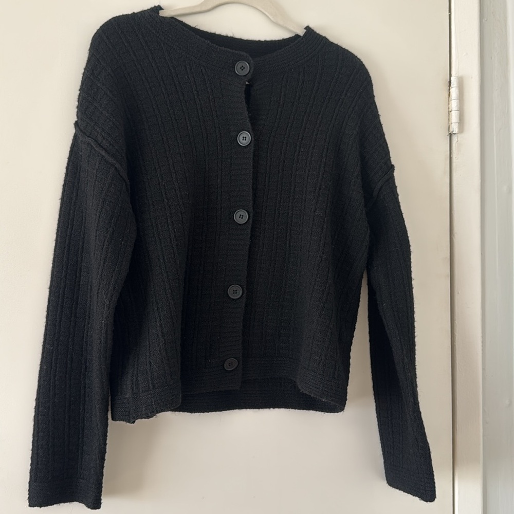 Black knit oversized cardigan